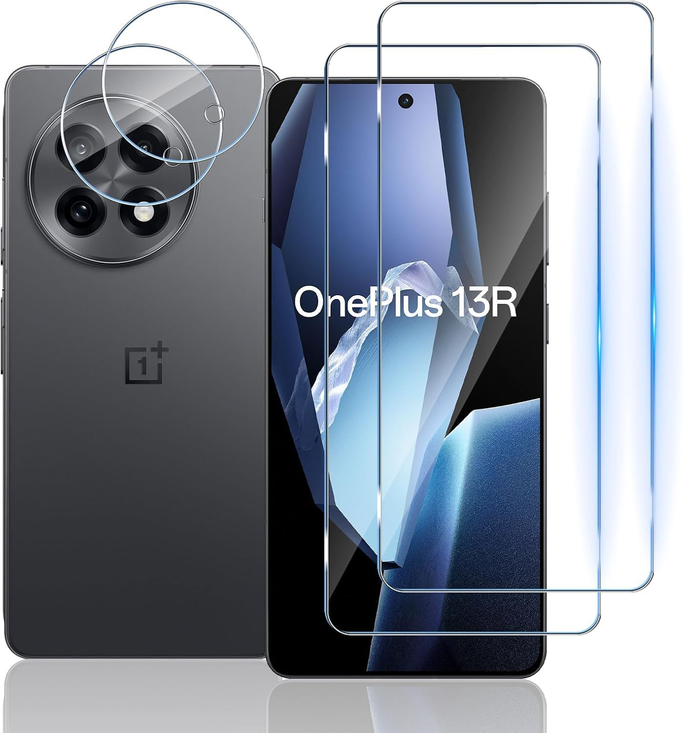 Pack of 2 + 2 Screen Protectors Compatible with Oneplus 13R 5G for Tempered Glass + Camera Protective Film, 9H Hardness HD Clear Film, Anti-Scratch, Anti-Fall Screen Protector image number 4