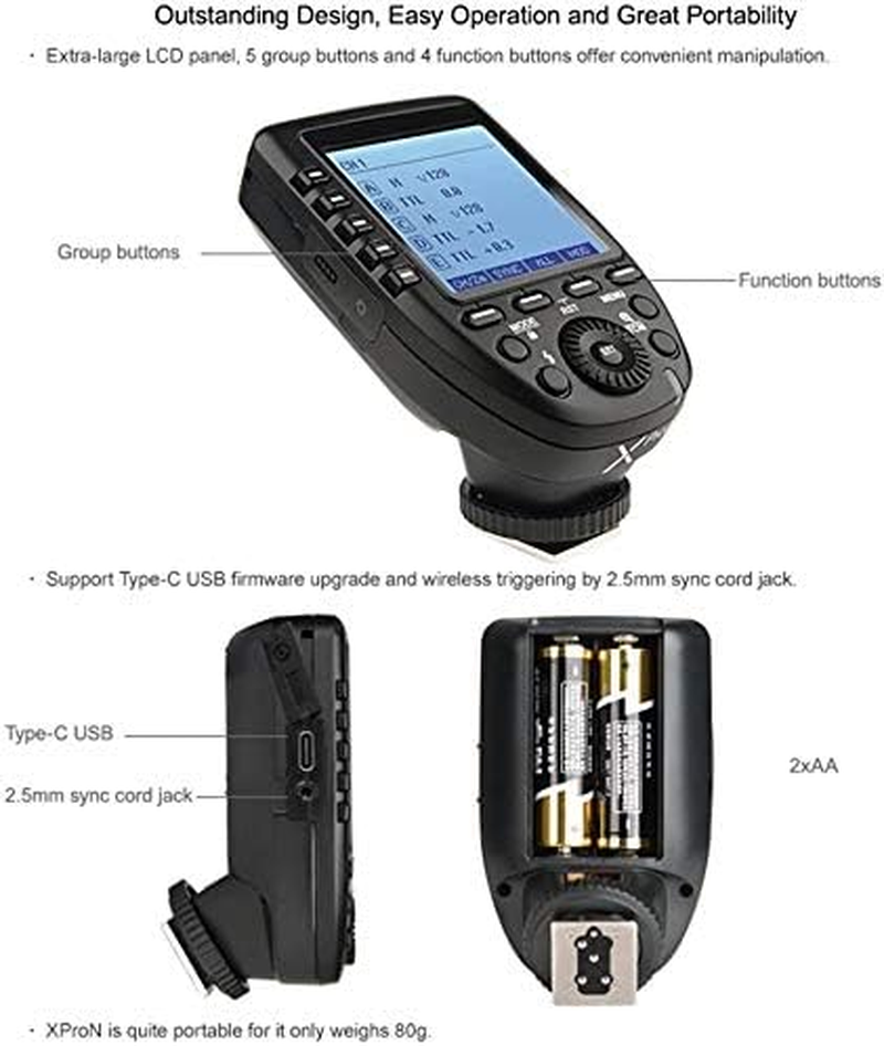 Godox Xpro-N TTL Flash Trigger Compatible with Nikon Camera, 2.4G Wireless Camera Flash Transmitter with Large LCD Screen Design 5 Dedicated Group Buttons 11 Customizable Functions (Xpro N) image number 1