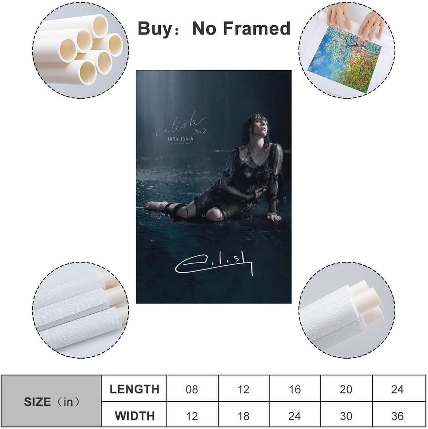 Wall Art Billie Music Eilish Poster Poster Canvas Painting Wall Art Picture Home Decor Print for Bedroom Living Room Dorm Study Bar Office 16X24Inch(40X60Cm)