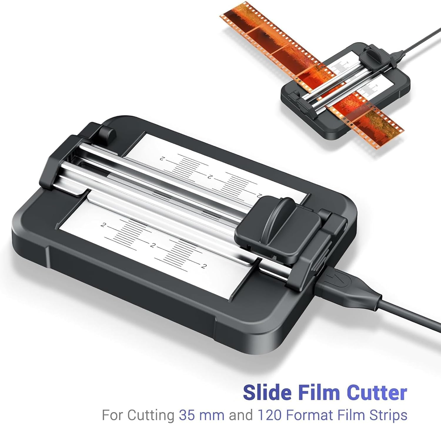Slide Film Cutter for 35Mm and 120 Medium Format Negatives, Negative Film Cutter with Built in 11 Levels Adjustable LED Backlit image number 6