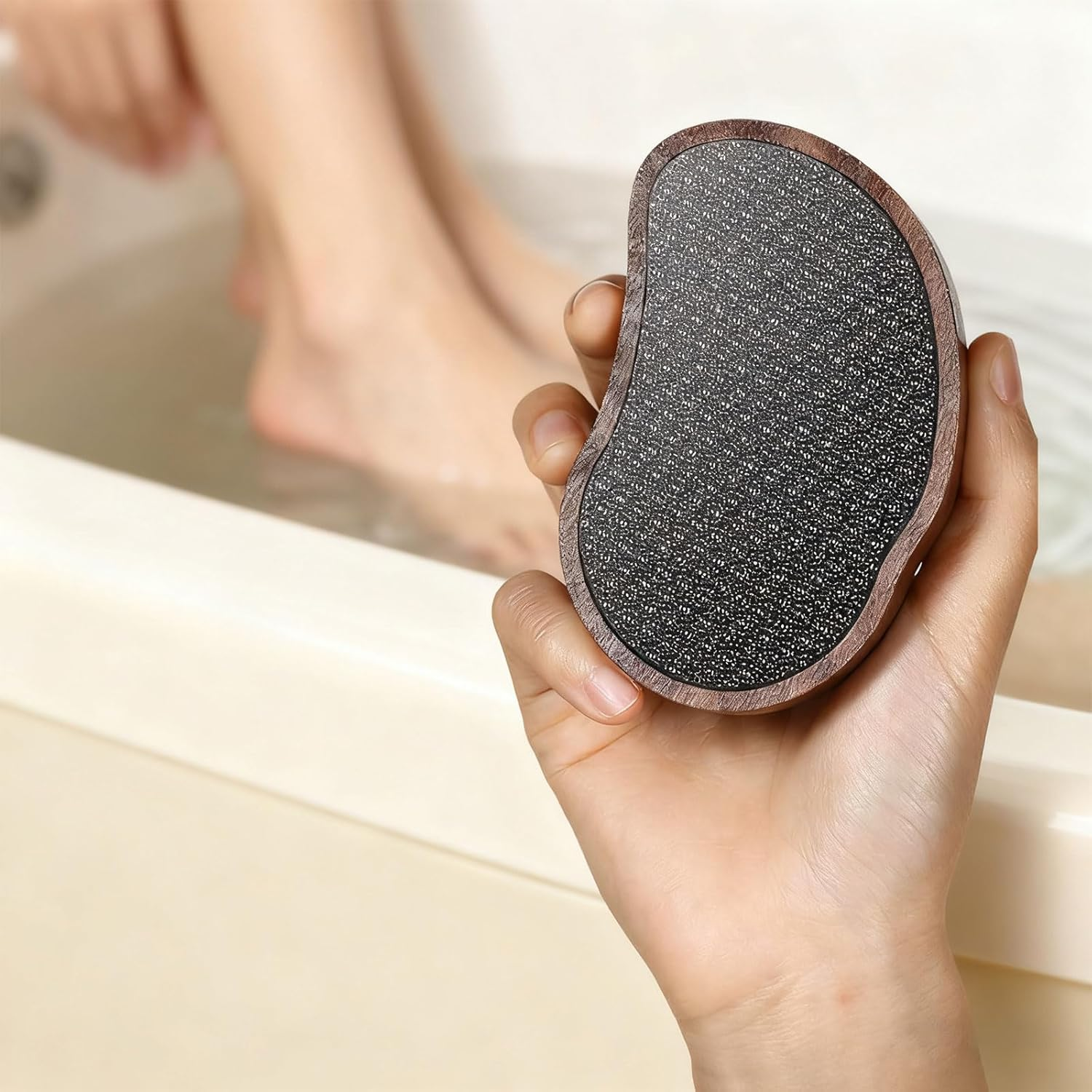 CTOUUGRS Nano Glass Pedi Egg Pumice Stone Foot Scrubber Dead Skin Callus Remover with Walnut Wood Handle for Silky Smooth Feet Pedicure Care 1 Piece