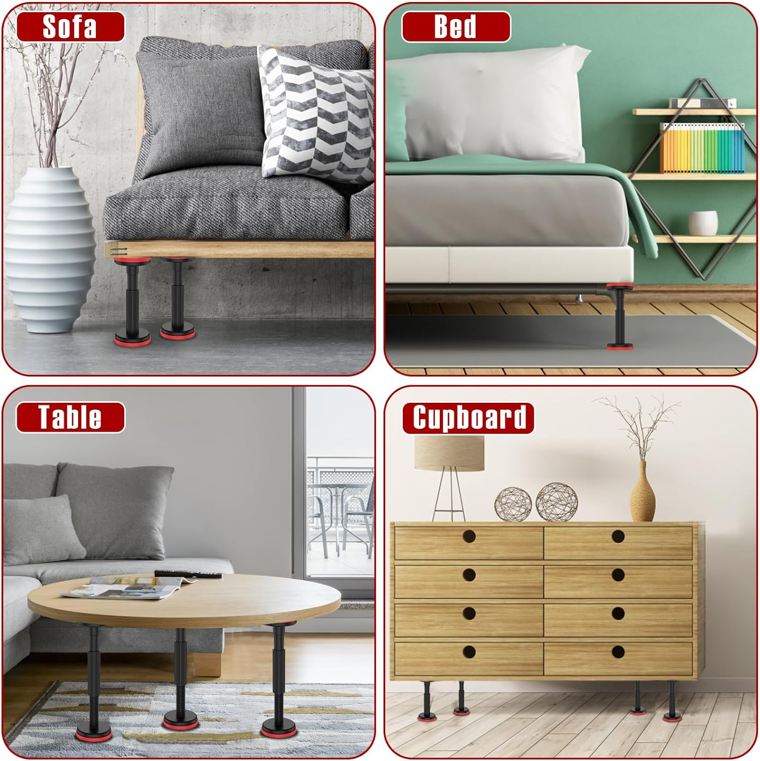 2Pcs Telescopic Support Rod Nylon Cabinet Adjustable Support Pole 200Kg Weight Capacity High Hardness Sink Support Bracket 7.09-17.72Inch Cabinet Lifting Bracket for Cabinet Sofa(Nylon,Black) image number 4