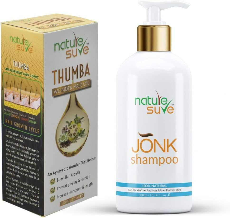 Nature Sure Combo - Thumba Wonder Hair Oil 110Ml & Jonk Shampoo Hair Cleanser for Men & Women 300Ml