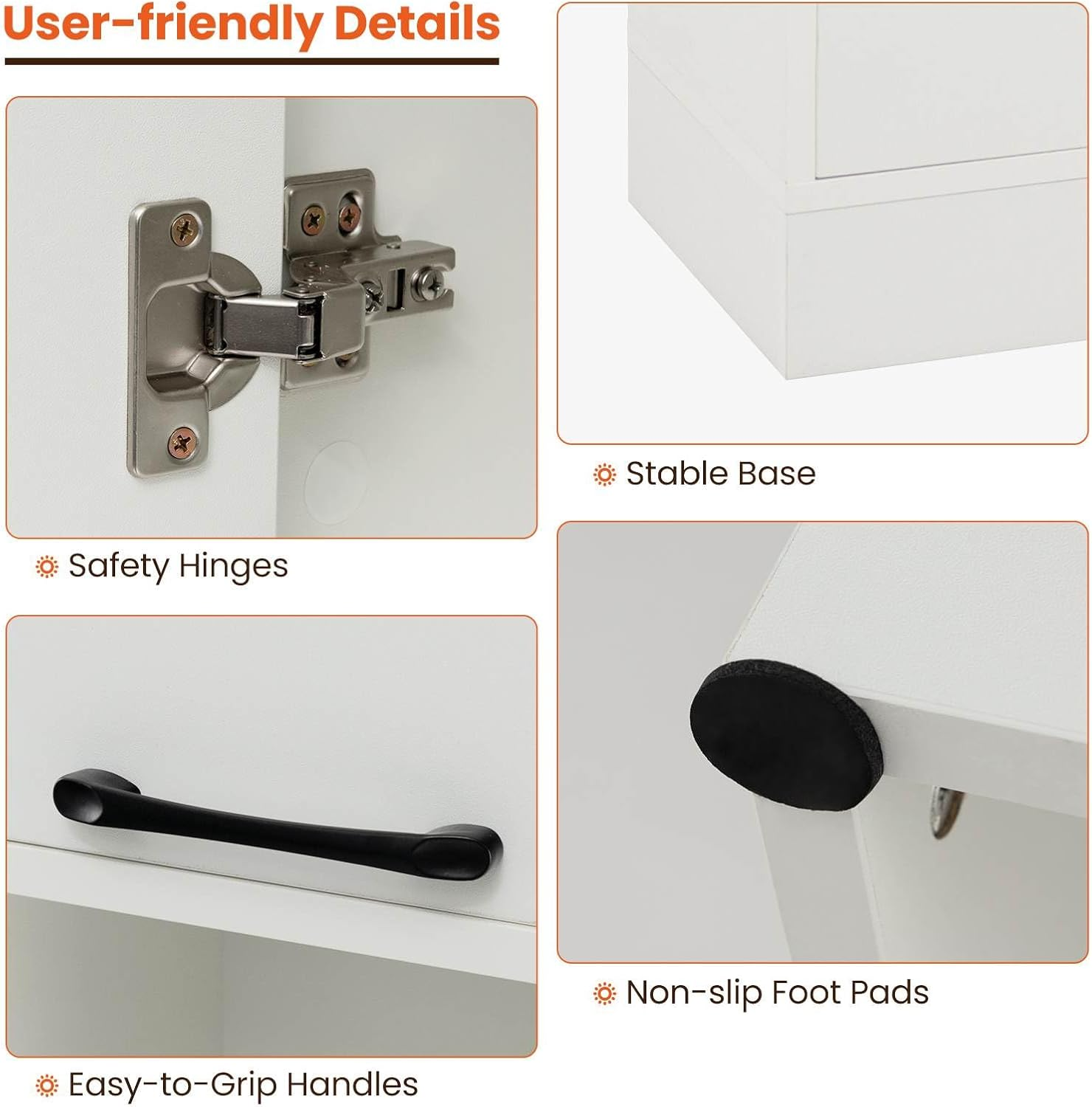 Giantex 190 CM Kitchen Pantry Cabinet, Tall Freestanding Cupboard with Doors & Shelves, Safety Hinges & Anti-Tipping Devices, Storage Sideboard for Dining Room Living Room, White - Black image number 4