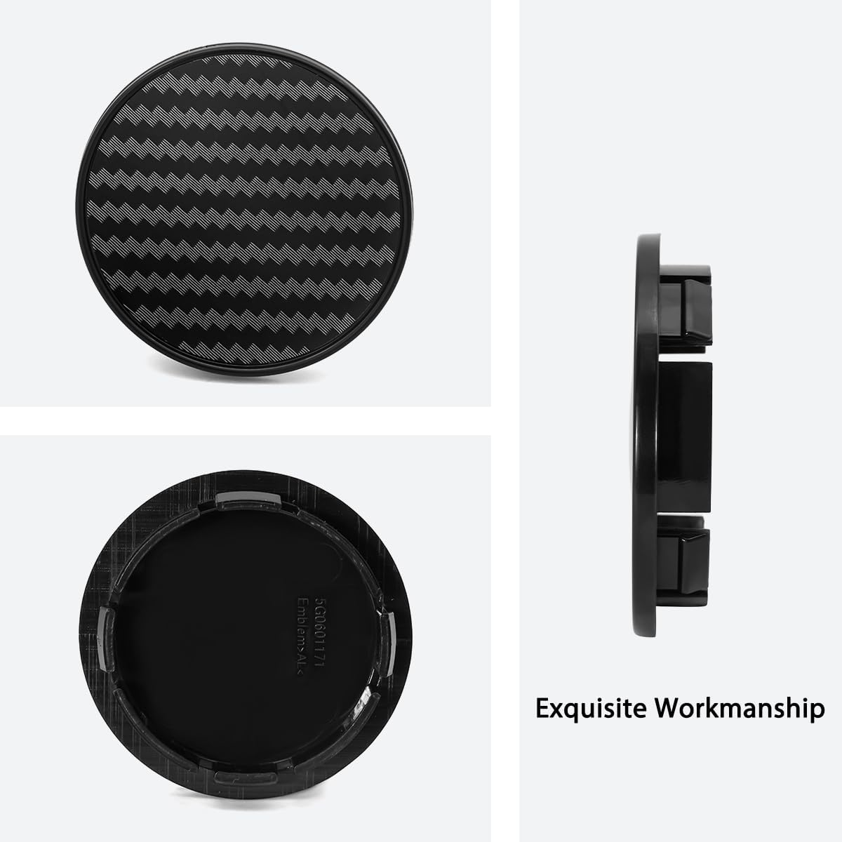 4 Pcs Car Wheel Hub Cap Fit for VW Volkswagen,Auto Wheel Hub Cover for VW Volkswagen Car Accessory Wheel Hubs Black Carbon Fiber(Outer Diameter 65Mm/2.56In, Inner Diameter 55.8Mm/2.2In) image number 1