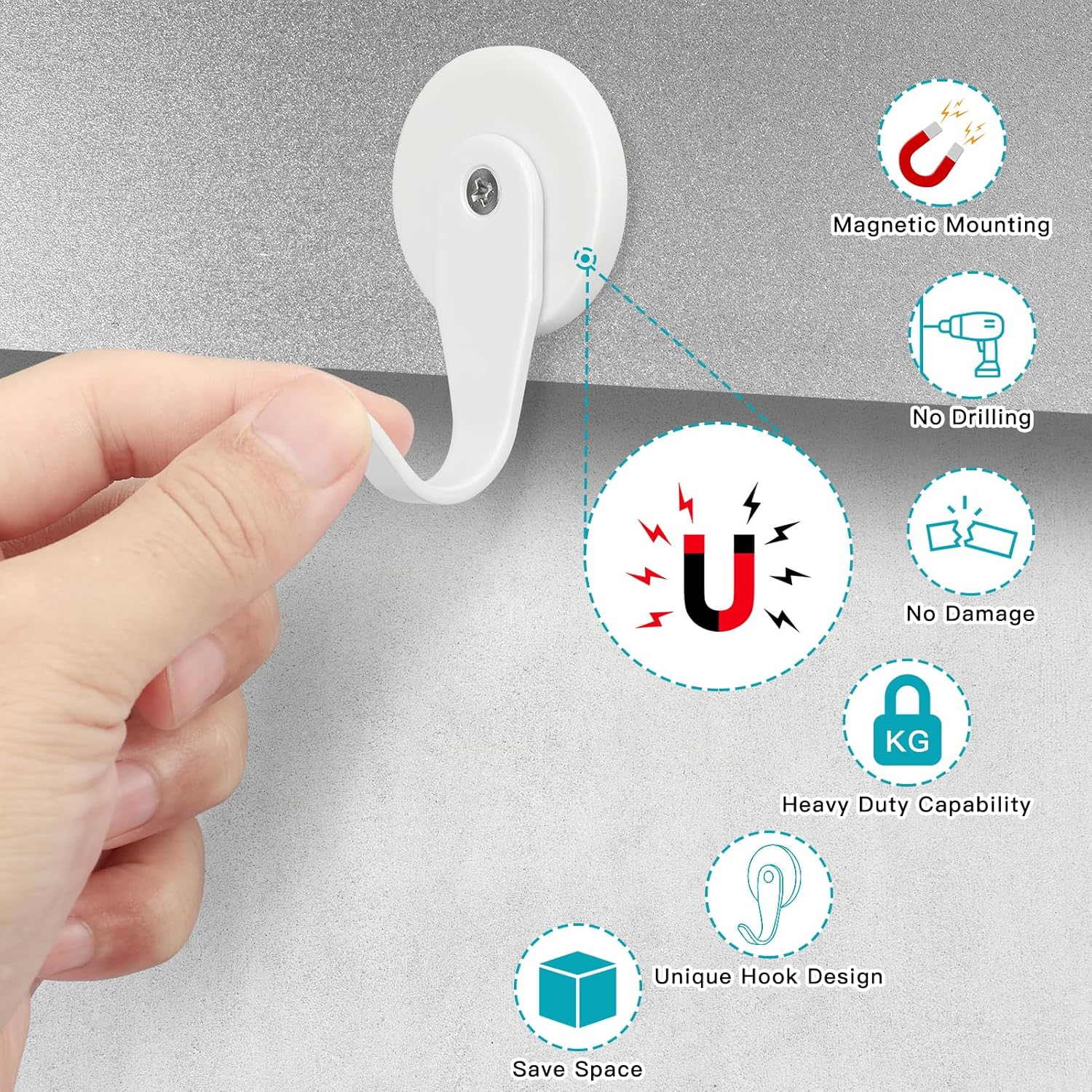 FYY Magnetic Wreath Hanger - 2 Pack Heavy Duty Magnets with Hook for Refrigerator, Christmas Decoration Magnetic Hooks for Metal Front Door, Cruise Hook Hanger for Hanging Cabins Grill Coat Pattern 2W image number 1