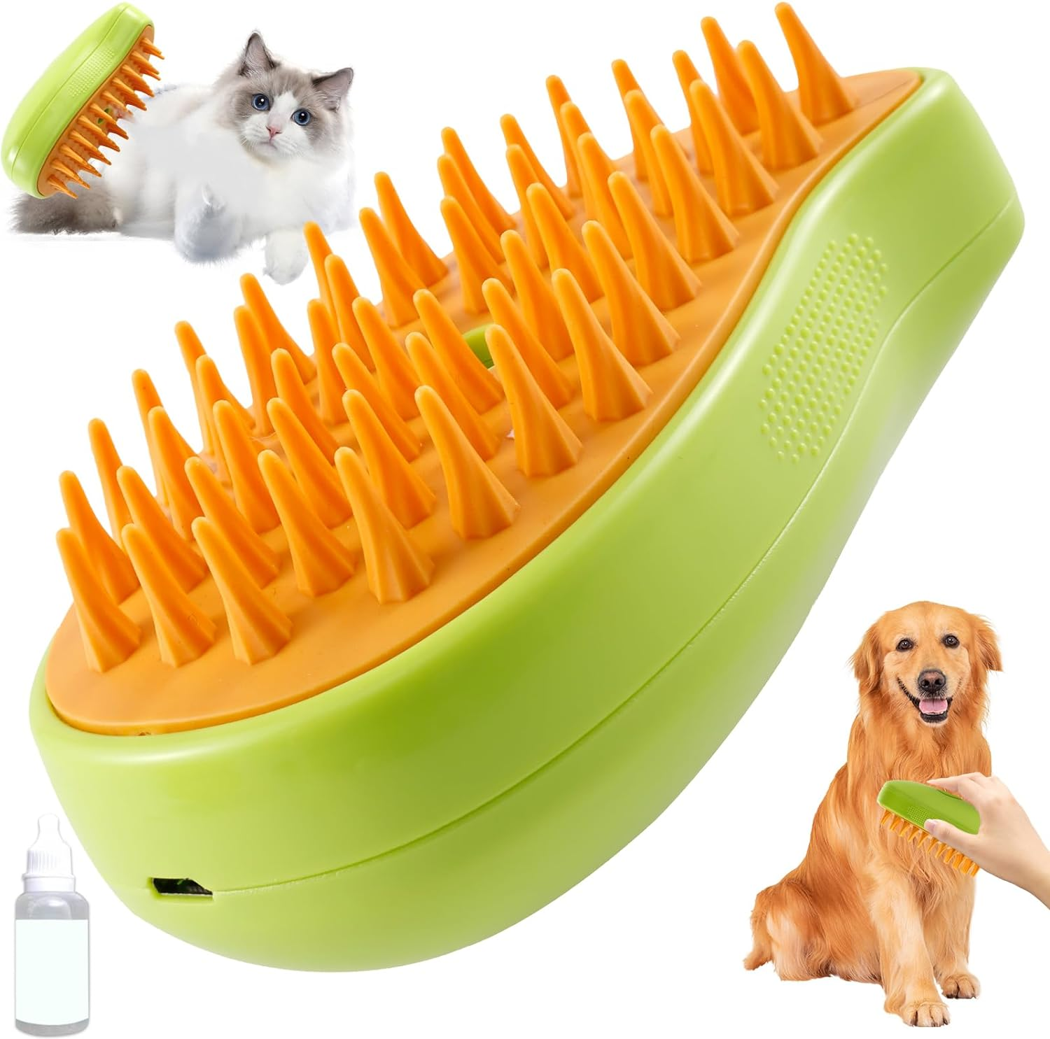 Steamy Cat Brush, 2024 New 3 in 1 Multifunctional Steamy Cat Hair Brush, Spray Dog Grooming Brush for Shedding with Solution, Pet Massage Brush for Removing Tangled Loose Hair (01)