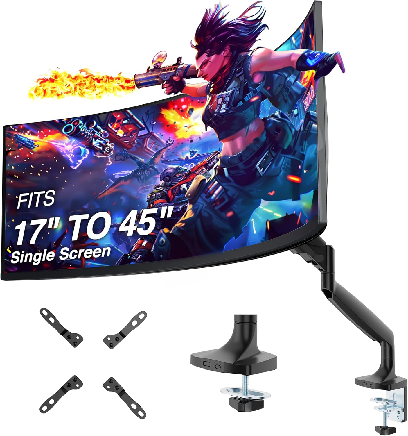 AVLT Single Monitor Arm Desk Mount for 17"-45" Ultrawide Screens, Full Motion Adjustable Height, Swivel, Tilt, Rotation, VESA Compatible with Cable Management (White)