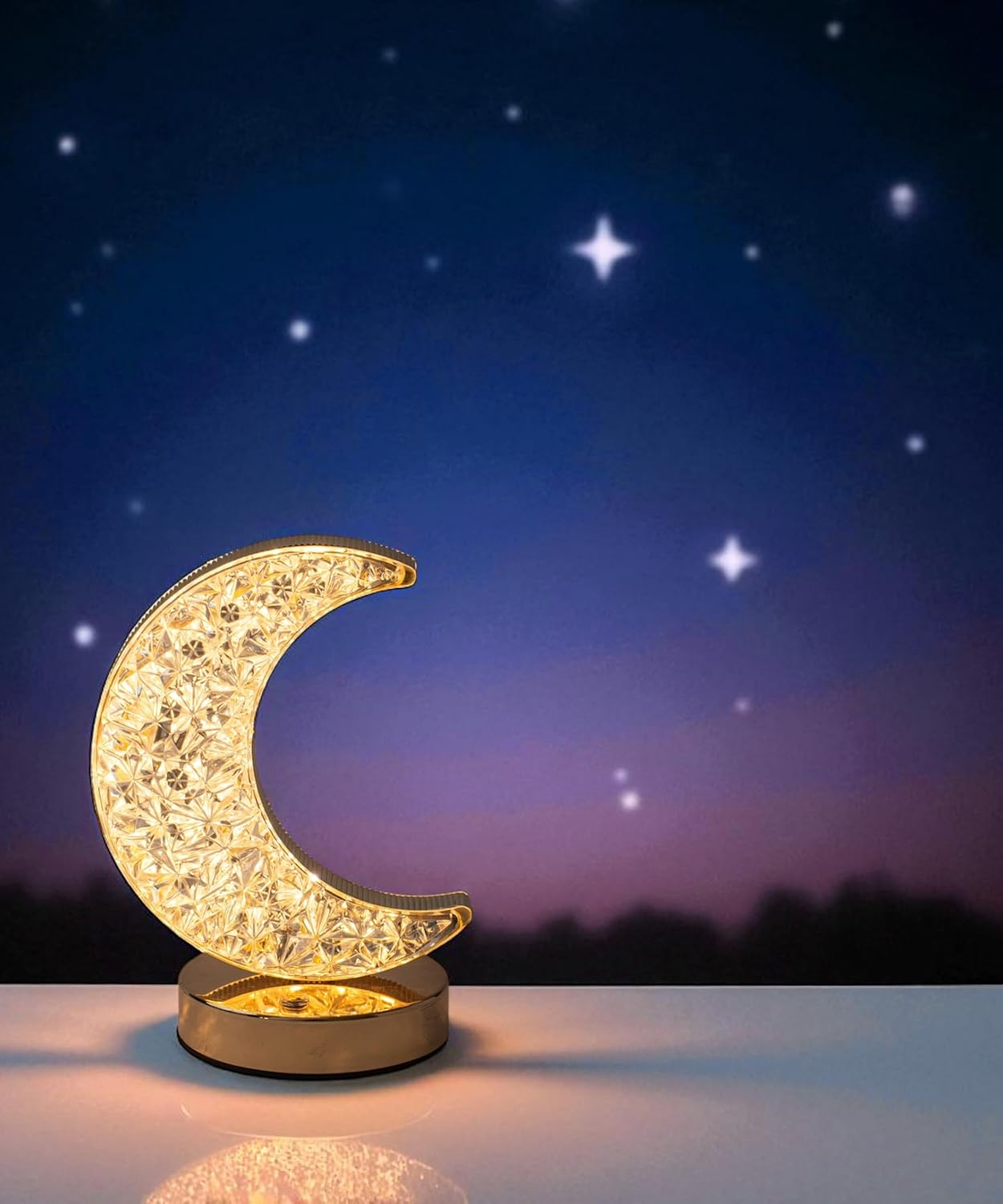 Meletē Moon-Shaped LED Table Lamp - USB Rechargeable, Battery-Operated, 3-Way Dimmable &ndash; Cordless Bedside or Desk Lamp, Cute D&eacute;cor for Bedroom, Living Room, Dining Table &ndash; Aesthetic Gift image number 6