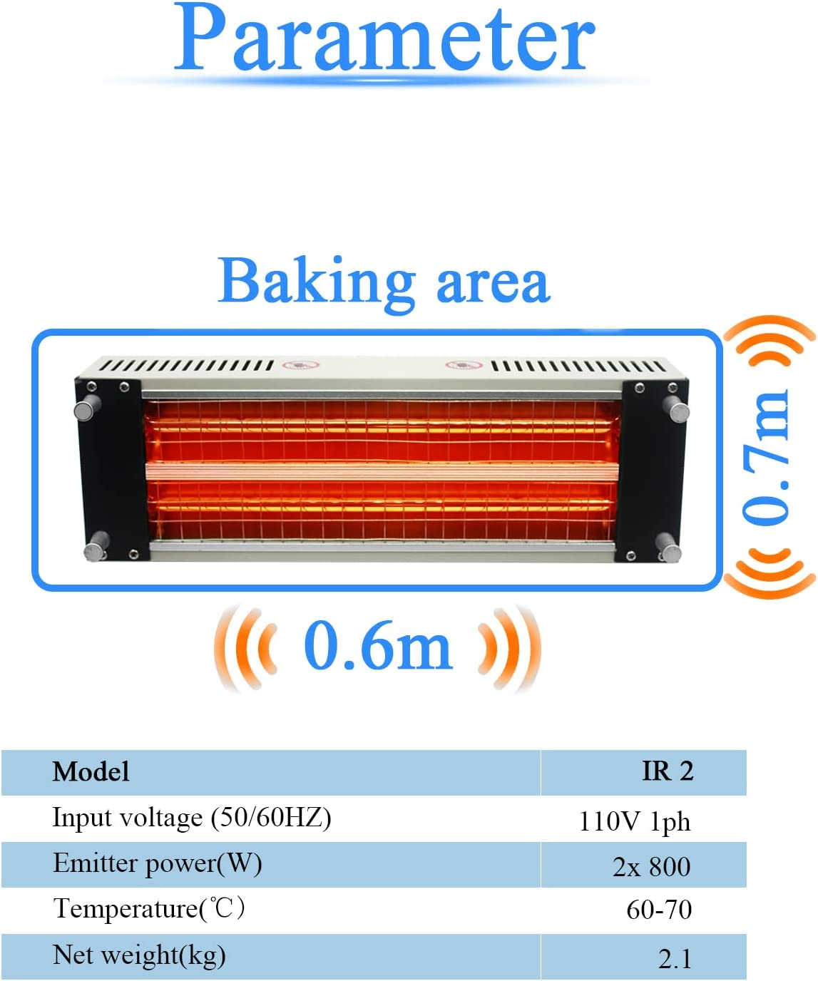 Solary Baking Infrared Paint Curing Lamp, 1600W 220V IR2 Handheld Short Wave Infrared Paint Drying Light, Car Bodywork Repair Tool image number 1