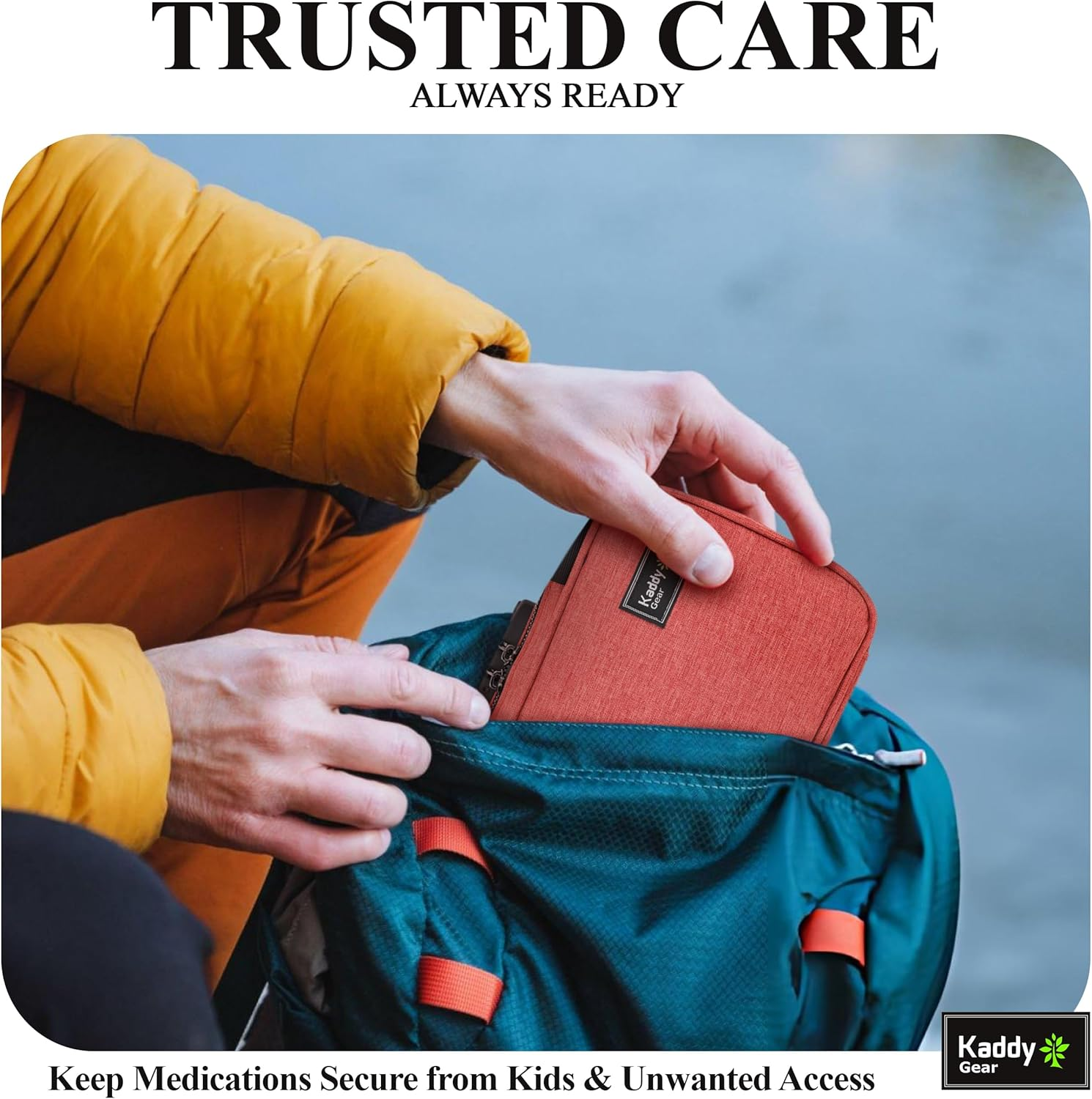 Kaddy Secure Pill Organizer, Medicine, Supplements or Toiletry, Travel or Home, TSA Approved Lock (Red) image number 6