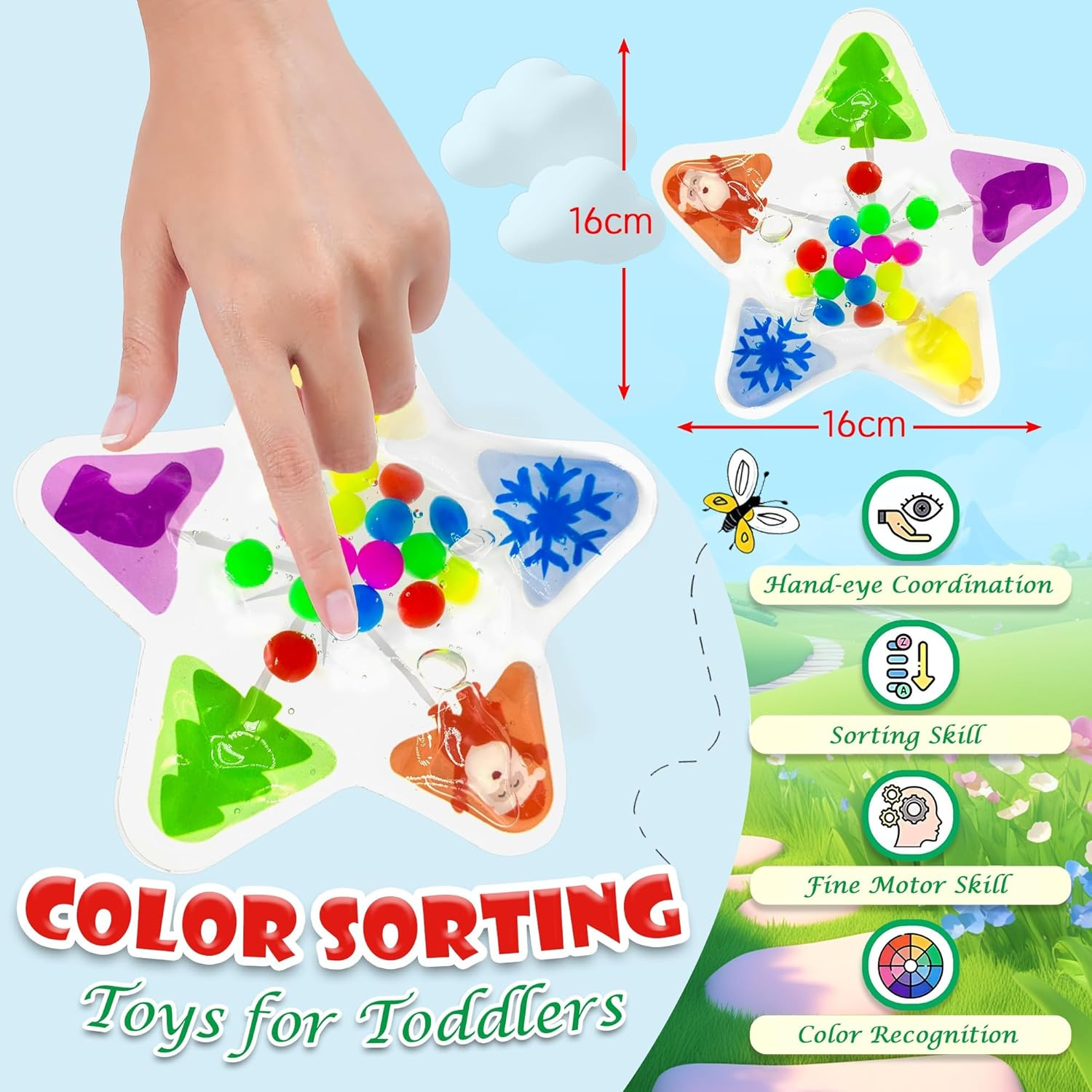 Color Sorting Sensory Toys for Toddlers-Fine Motor Skill Color Matching Montessori Toy-Preschool Educational Calm down Fidget Travel Essential Toy for ADHD Autism Kids -Christmas Stocking Stuffer Gift image number 5