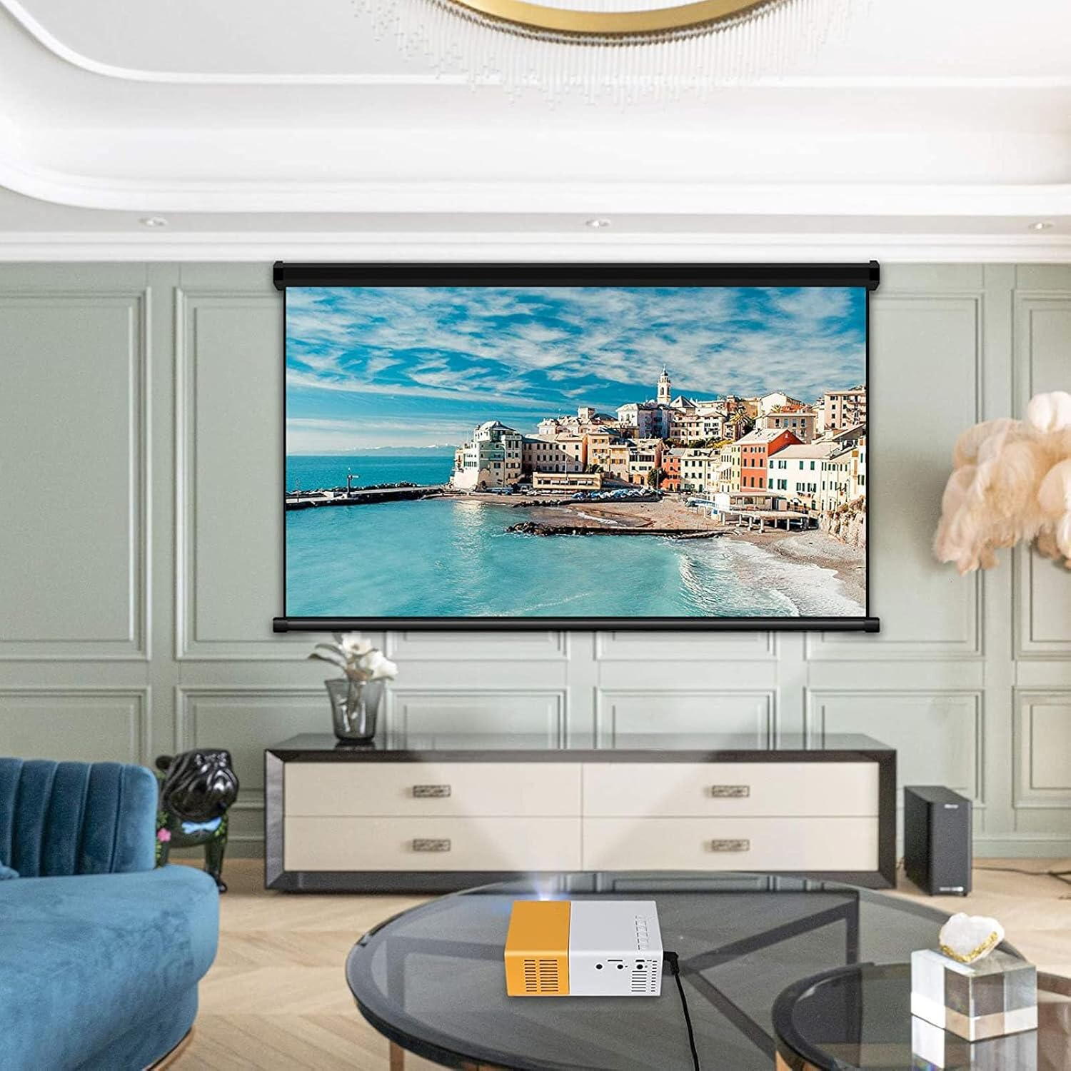 Mini Projector, Full HD 1080P Video Projector Built in Hifi Speaker, Portable LED Pico Projector Compatible with HDMI,USB,AV, TF Card, Home Theater Movie Projector for Kids (AU image number 4