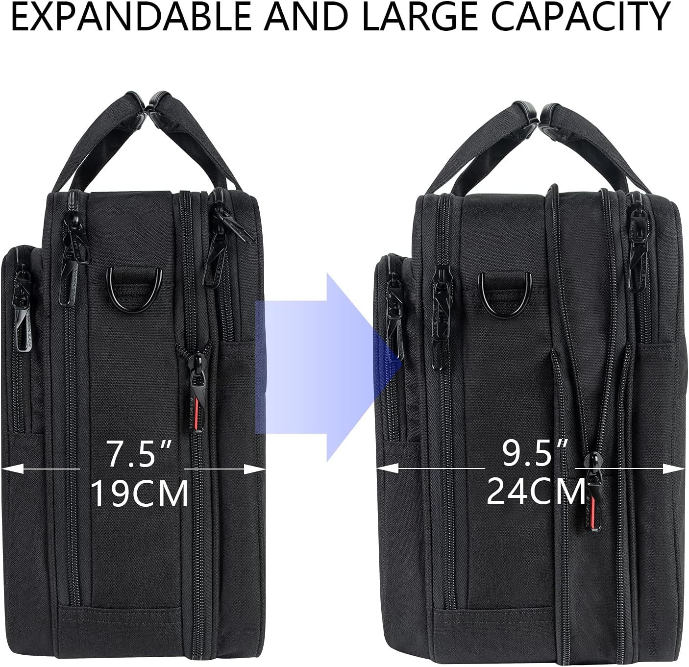 VANKEAN Laptop Bag Briefcase for Men Women, 17.3 Inch Laptop Case Expandable Waterproof & RFID Blocking Messenger Bag for Work Computer Bag for Travel/Business/School, Black image number 4