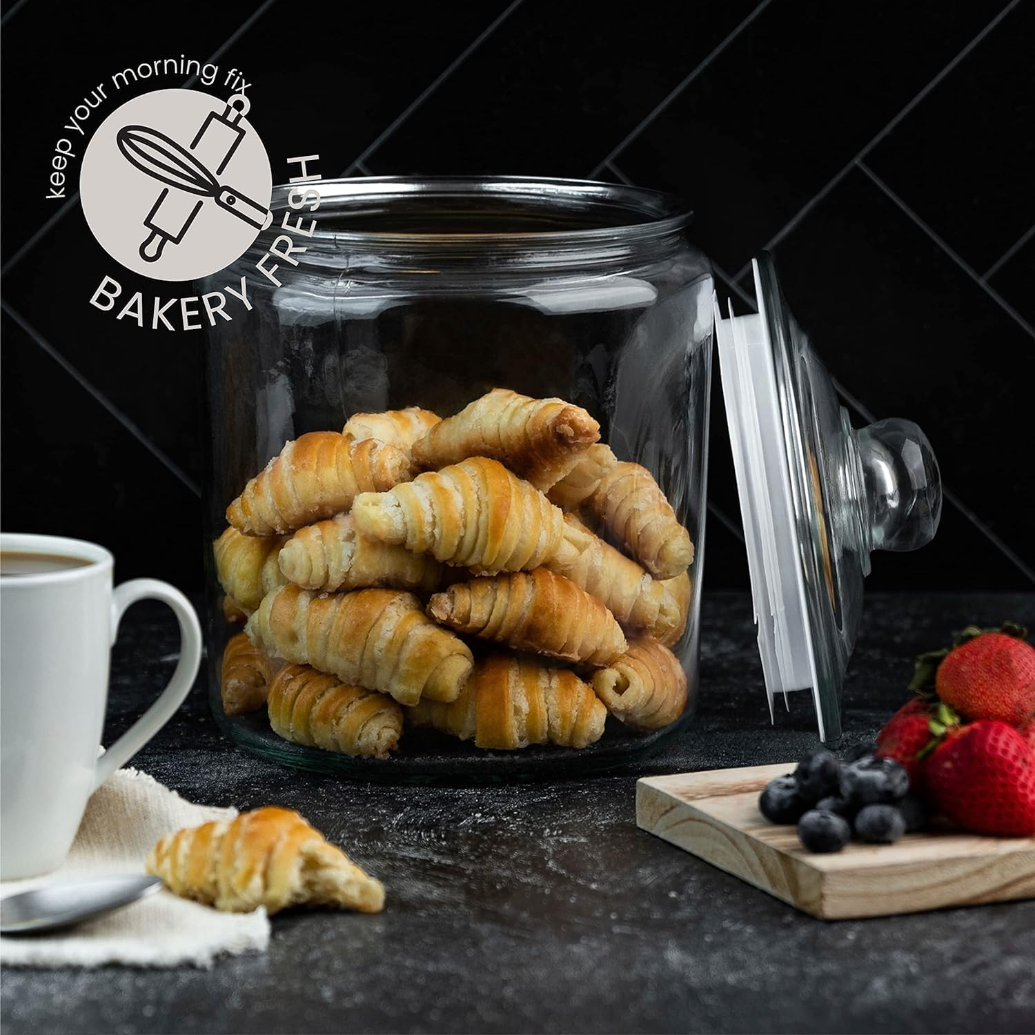 WDOPEN Glass Cookie Jar Large Glass Jars with Lids, Airtight Storage Clear Containers for Cookie, Candy, Flour, Sugar, Coffee, Set of 2