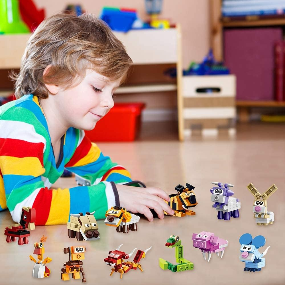 12PCS Party Favors for Kids, Mini Animal Building Blocks ,Building Sets Stem Toys , Assorted Building Blocks Sets for Birthday Party Gift,Goodie Bags, Prize,Cake Topper
