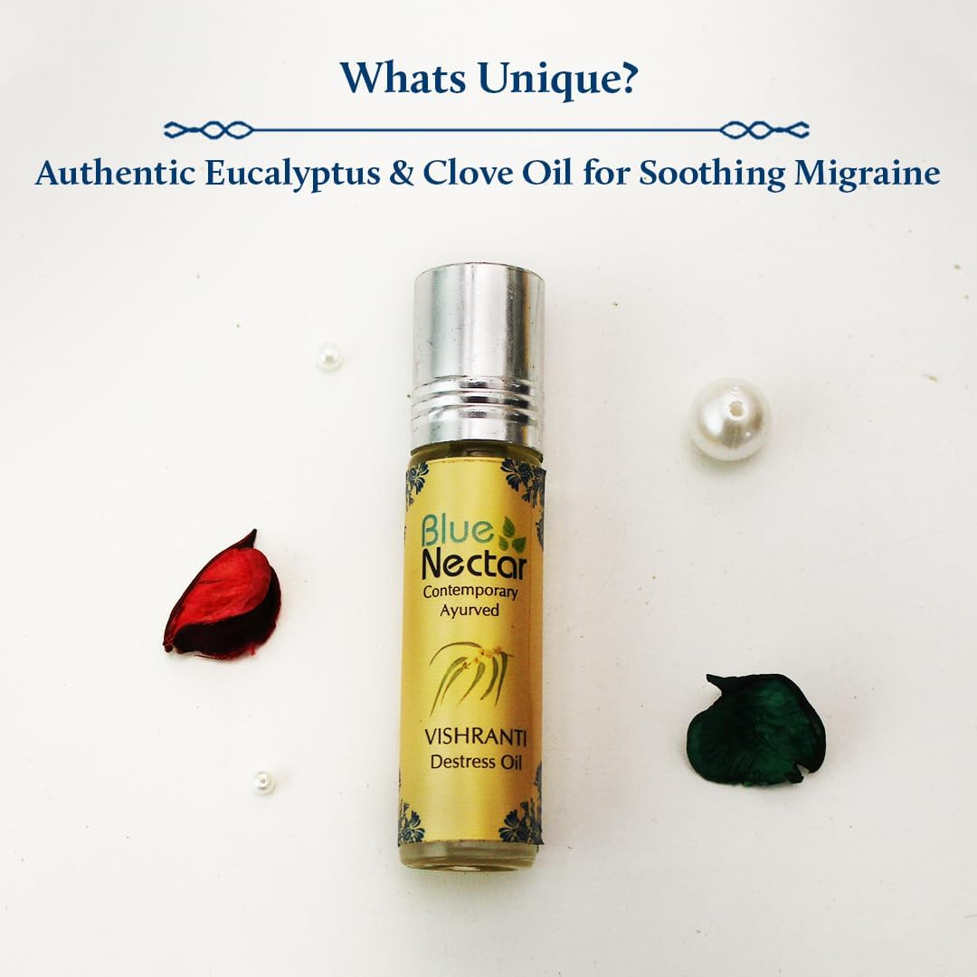 Blue Nectar Destress Oil Roll On, for Relief from Headache, Migraine & Sinusitis,9Ml image number 2