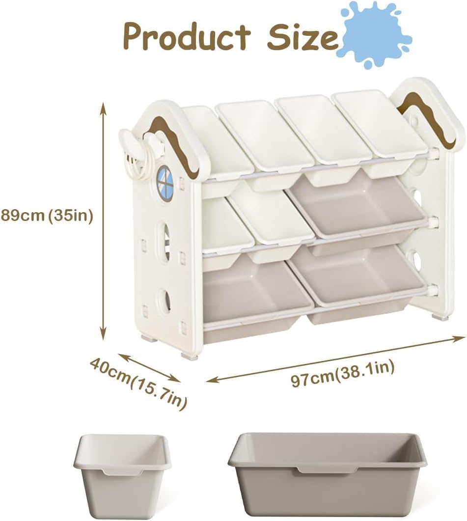 Toy Organizers,Kids Storage Organizer for Toys, Toddler Bedroom Furniture for Toys (White, 97 X 40 X 89 Cm) image number 4