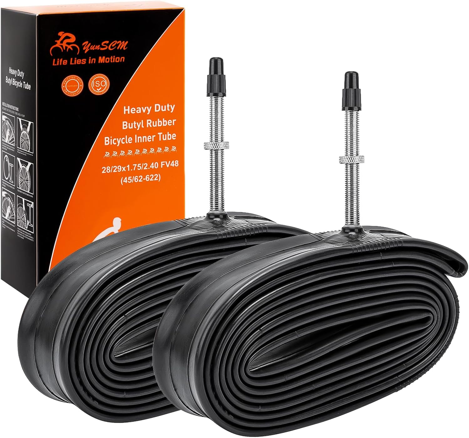 Yunscm 2 Pcs 29X1.95 Bike Tubes Heavy Duty,29X1.75/1.95/2.10/2.25/2.30/2.35/2.40 Bike Inner Tubes Presta Valve 48Mm,29X1.95 Tube,29X2.10 Tube,Mountain Bike Tube 29X1.95,Bike Tube 29X1.95 image number 4