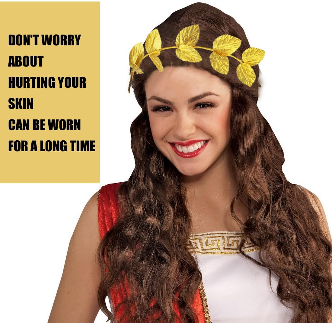 UEAVOID Pack of 3 Leaf Headbands, Roman Headdress, Leaf Crowns Headdress, Roman Laurel Wreath, Greek Headpiece, for Men and Women, Headpiece Accessories, Christmas (Gold) image number 4