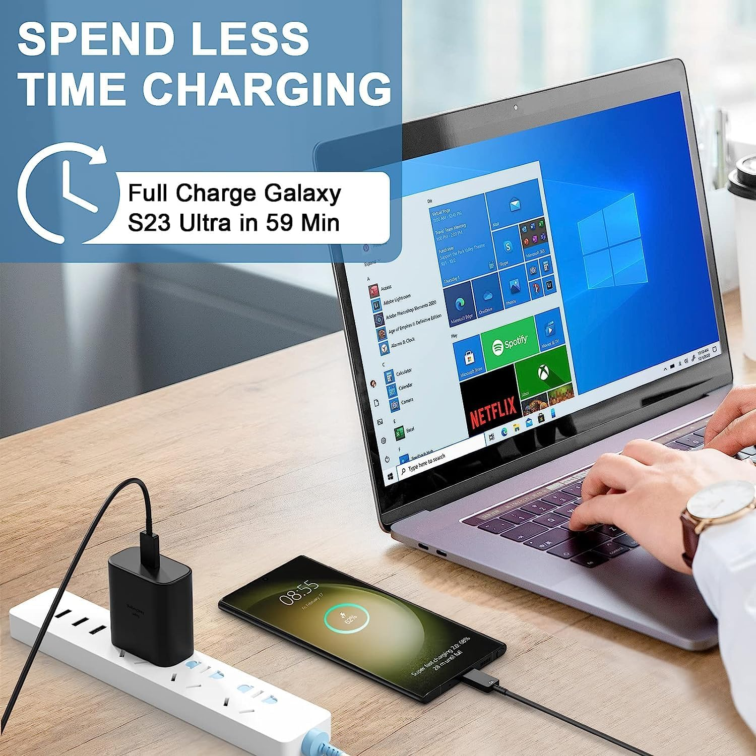 45W Super Fast Charger 2.0 with 1M USB-C Cable, PD 3.0 PPS for Samsung Galaxy S23/S22/S21 Ultra, Tab S8/S7, Z Fold 5/Flip 5, Google Pixel, Switch & USB-C Devices image number 1