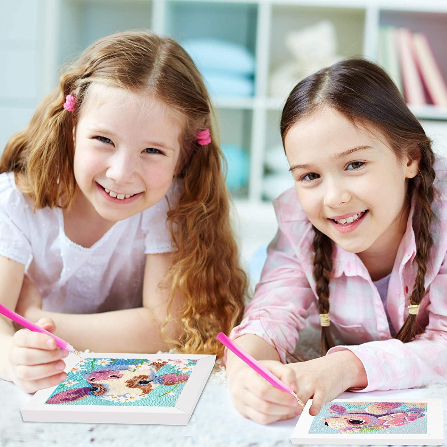 4 Packs 5D Cartoon Diamond Art Kits for Kids, Cute Animals DIY Diamond Arts Mosaic Kits for Adults Beginner, Full round Drill Gem Art for Home Wall Decor Kids Present 6X6 Inch image number 1