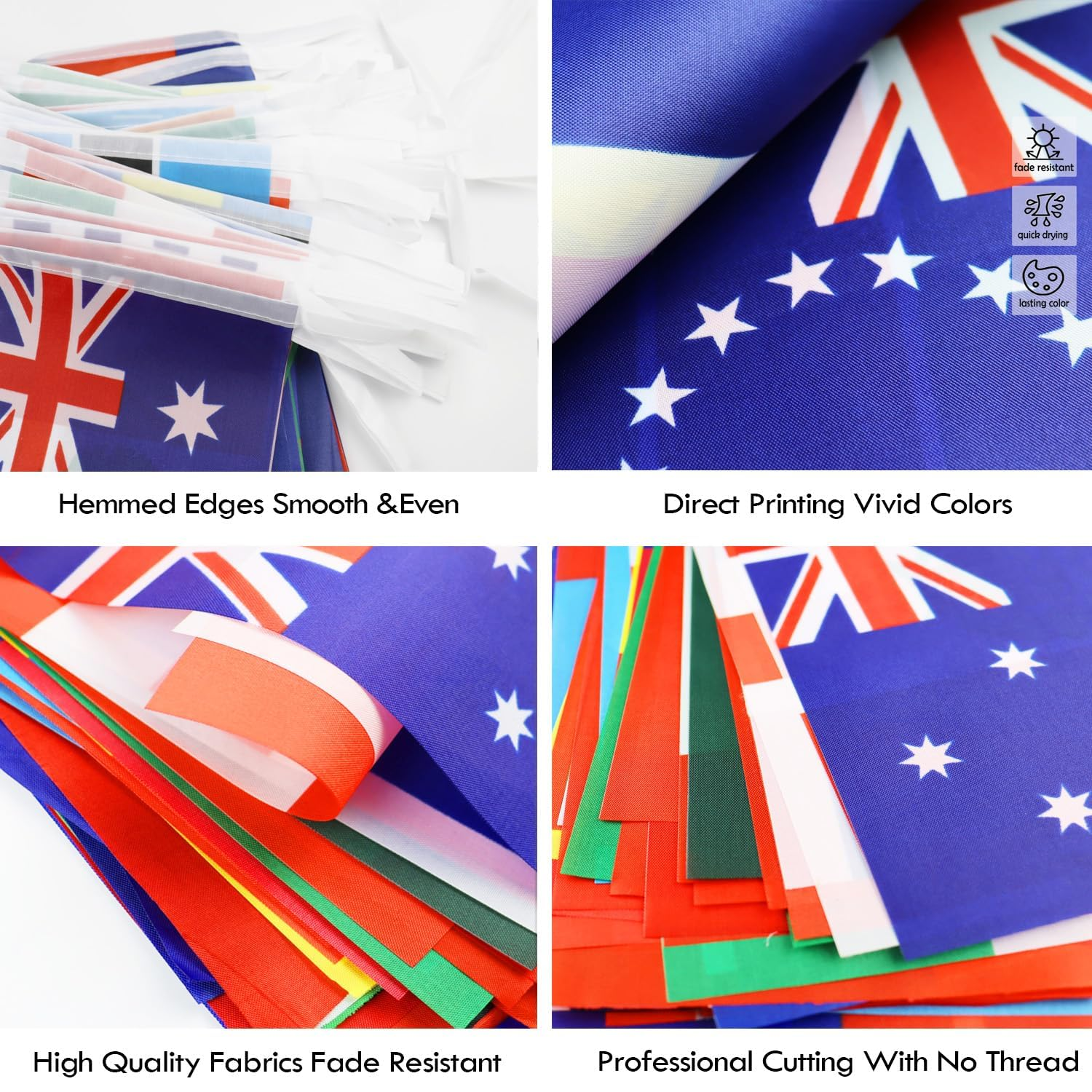 Premium Quality 200 Countries String Flag, Washable, 200Pcs 58M, Does' T Fade, International Flags, World Flag Banner Decorations for School, Garden, Sports Game Events, Grand Opening, Classroom, Party, 14 &times; 21Cm image number 4
