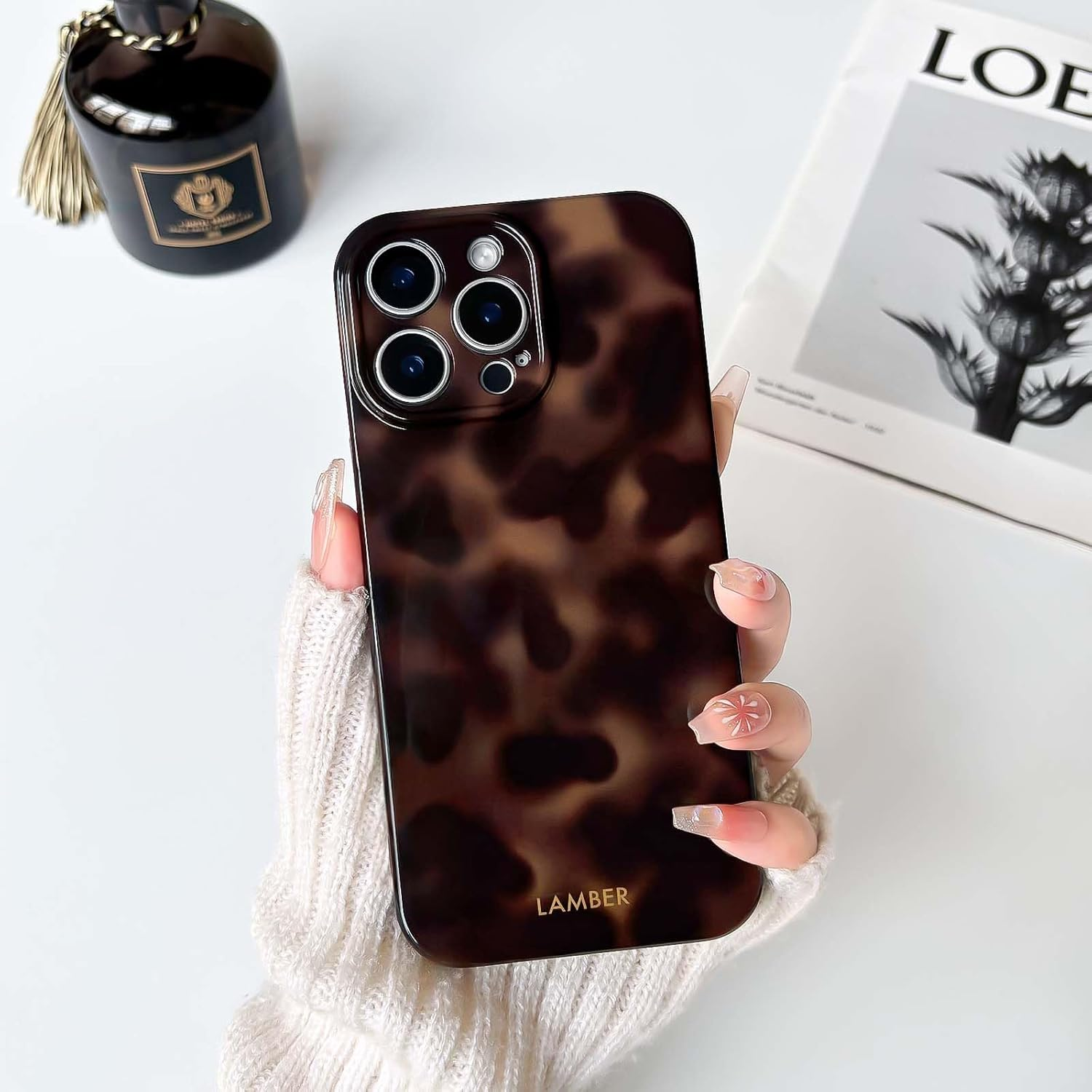 NITITOP Compatible with Iphone 14 Pro Case Cute Leopard Pattern Brown Aesthetic for Women Girls Amber Design Stylish Soft TPU Protective Phone Case - Brown2 image number 3