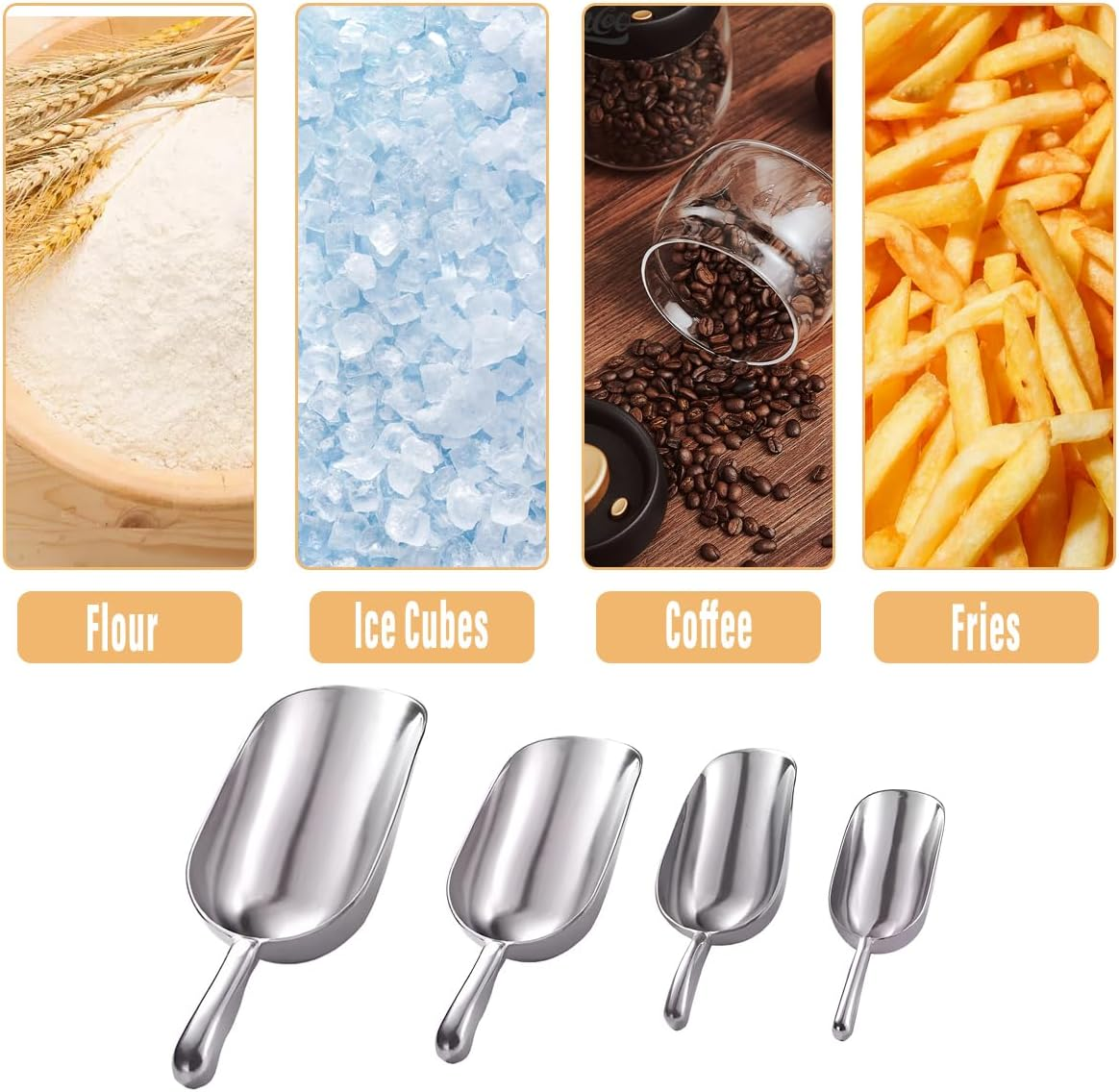AIMALL Cast Aluminum Utility Scoop for Ice, Flour, and Rice - Sturdy and Durable Ice Scoop Available in Four Sizes: 1.97", 2.95", 3.94", and 4.92" image number 5