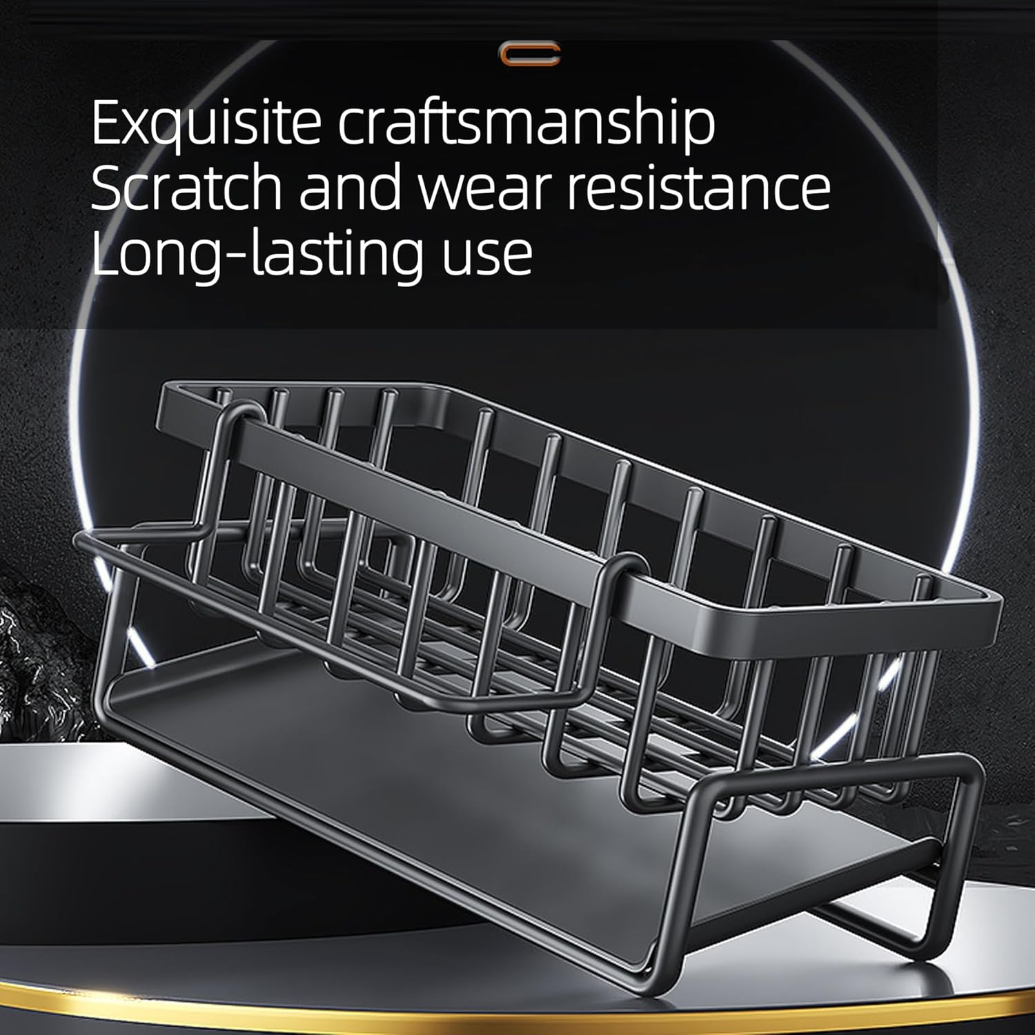 Kitchen Sink Caddy Organiser, Food Grade Stainless Steel. Sponge Holder, Automatic Drainage, Dish Soap Scrubber Brush Dishcloth Holder Rack, Kitchen and Bathroom image number 5