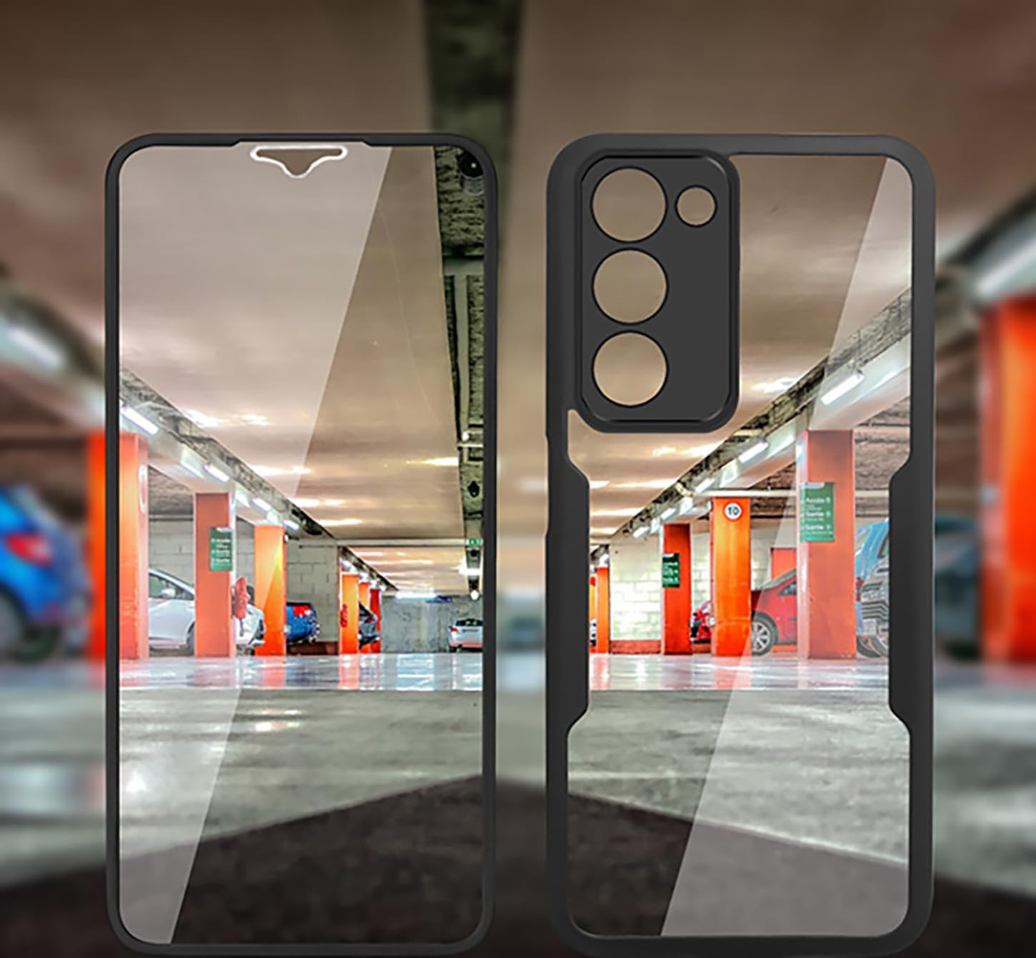 ILING Transparent Case for Oppo A5M / Oppo A5 5G/4G, 360 Degree Full Body Shockproof Protective Case with Built-In Screen Protector, Ultra Thin Hard PC Silicone TPU Mobile Phone Case (Black) - Pink image number 5