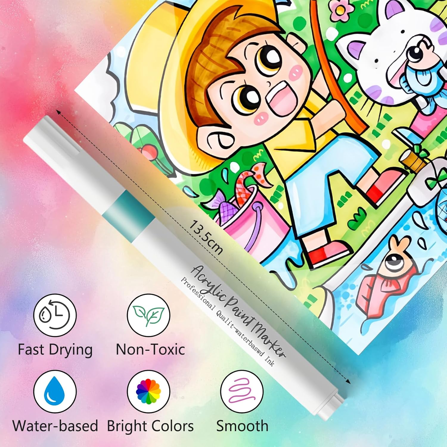 80 Colors Acrylic Paint Markers, Fabric Markers, Acrylic Markers, Acrylic Paint Pens, Opaque Waterbased Quick, for Wood, Canvas, Rock Painting, Glass, Ceramic Surfaces, DIY Crafts Making Art Supplies image number 2