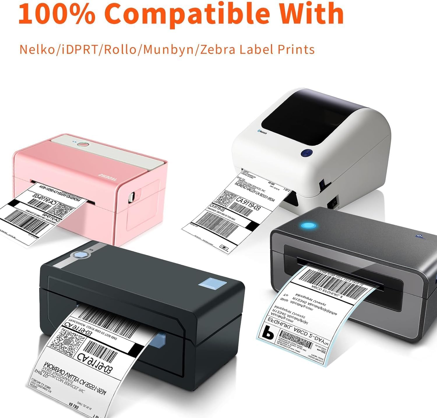 4"X6" Thermal Labels - Compatible with Dymo，Rollo, Brother, Zebra and Most Thermal Printer, Perforated Postage Thermal, Commercial Grade,Permanent Adhesive, 250 Labels/Roll image number 1