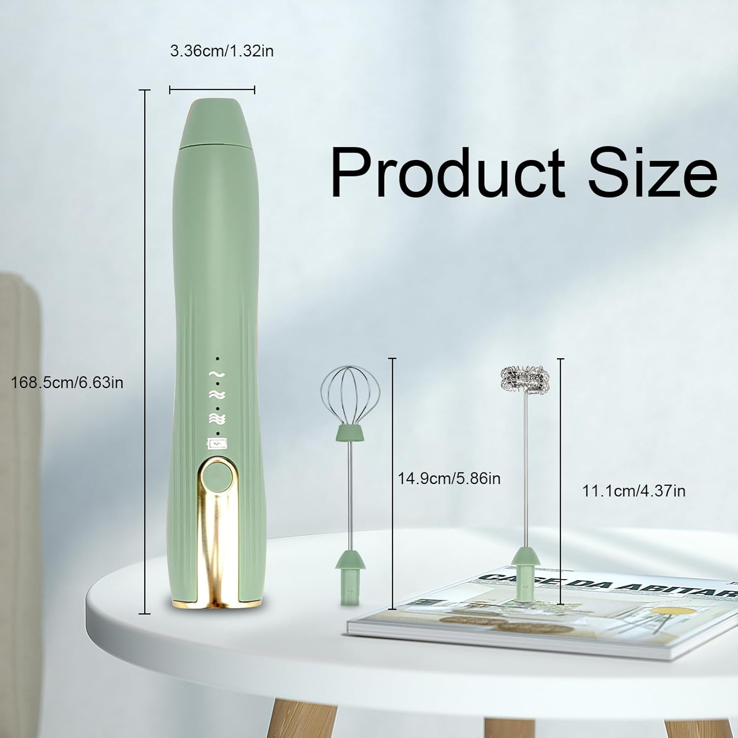 Powerful Handheld Milk Frother, Rechargeable Milk Frother Handheld Foam Maker with Stainless Whisk for Cappuccino, Latte, Bulletproof Coffee, Keto Diet, Protein Powder, Matcha image number 2