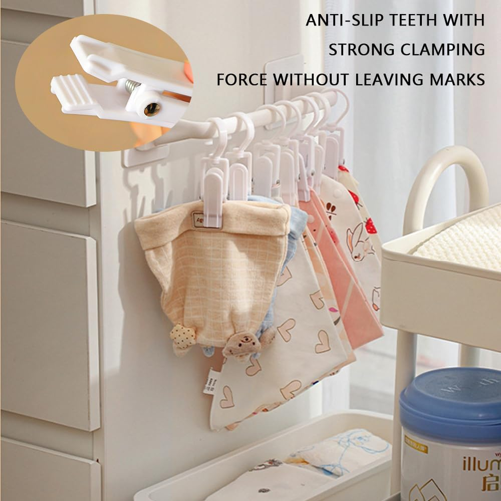Kid Pants & Accessories Hanger Organizer &ndash; 10-Clip Closet Rack for Baby Socks, Leggings, Hats, Towels, and Cloth Diapers, Wall or Door Mounted, Space-Saving Storage for Toddlers image number 5