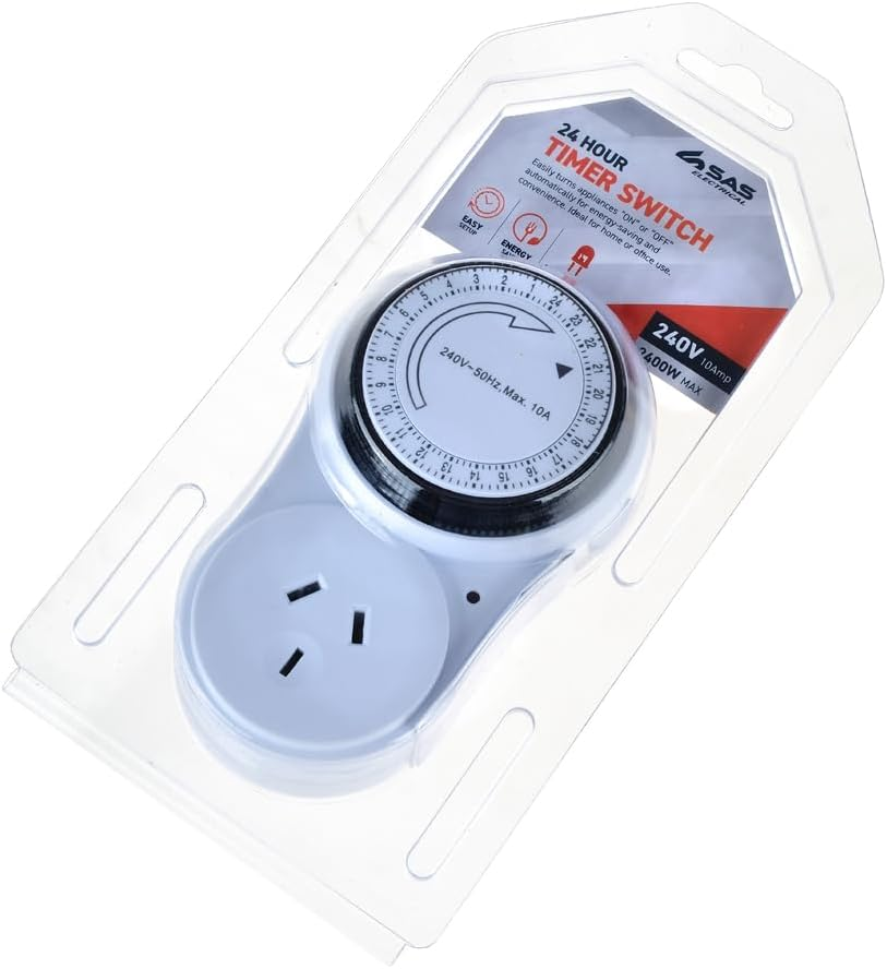 SAS Electrical 240V 10A 24-Hour Timer, White, 120 X 70 Mm image number 6
