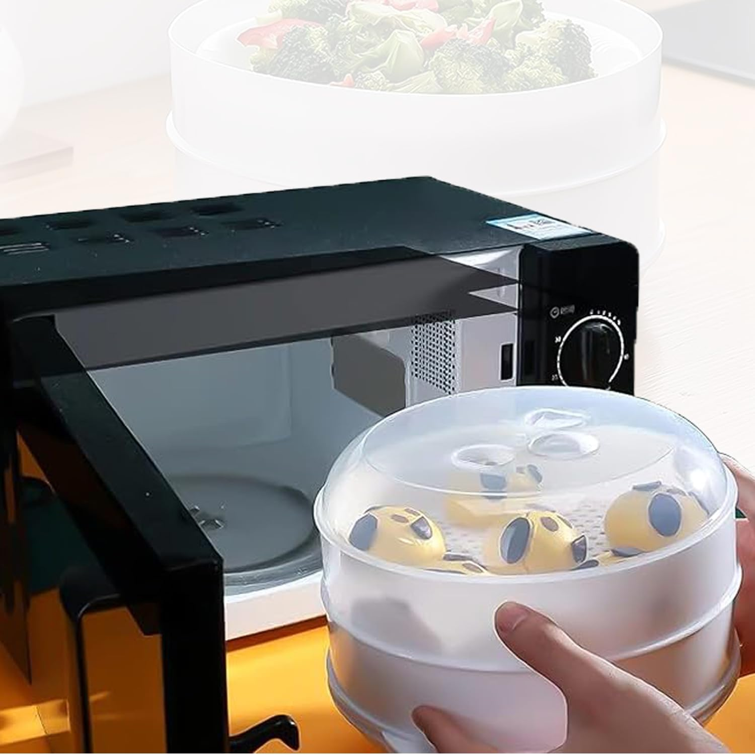 Microwave Vegetable Steamer for Cooking, Microwave Steamer with Lid, Health Vegetable Steamer, Bpa Free (Double Classic Style) image number 5