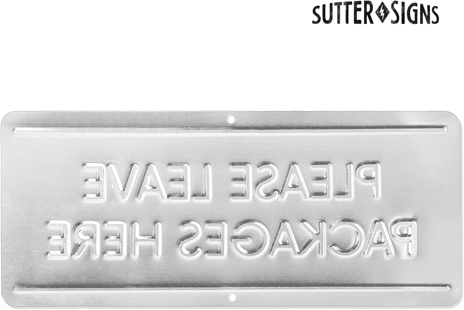 Please Leave Packages Here | White Aluminum Outdoor Metal Delivery Sign, 3" X 7" image number 2