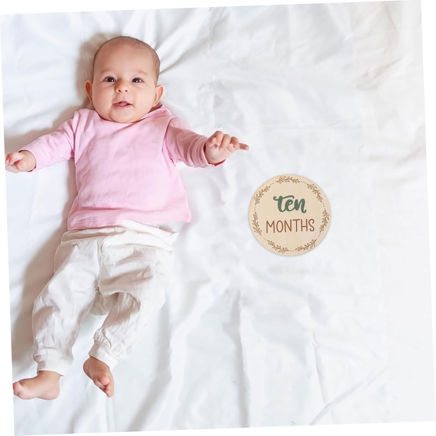 Homoyoyo Wooden Milestone Discs Photo Prop Monthly Milestone Cards Growth Sign Decor