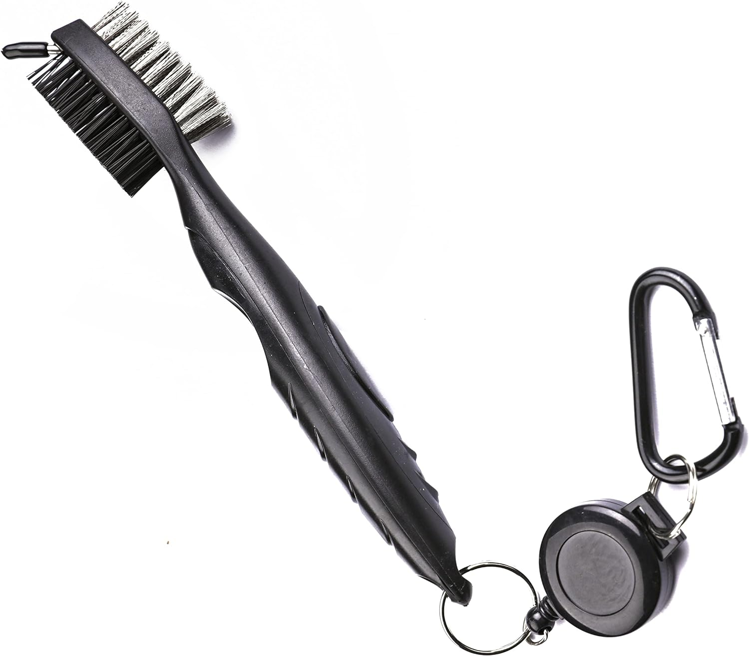 Golf Towels, Microfiber Waffle Pattern Tri-Fold Golf Towel - Brush Tool Kit with Club Groove Cleaner, with Clip Men Women Golf Gifts (Orange Towel+Black Brush) - Black image number 7