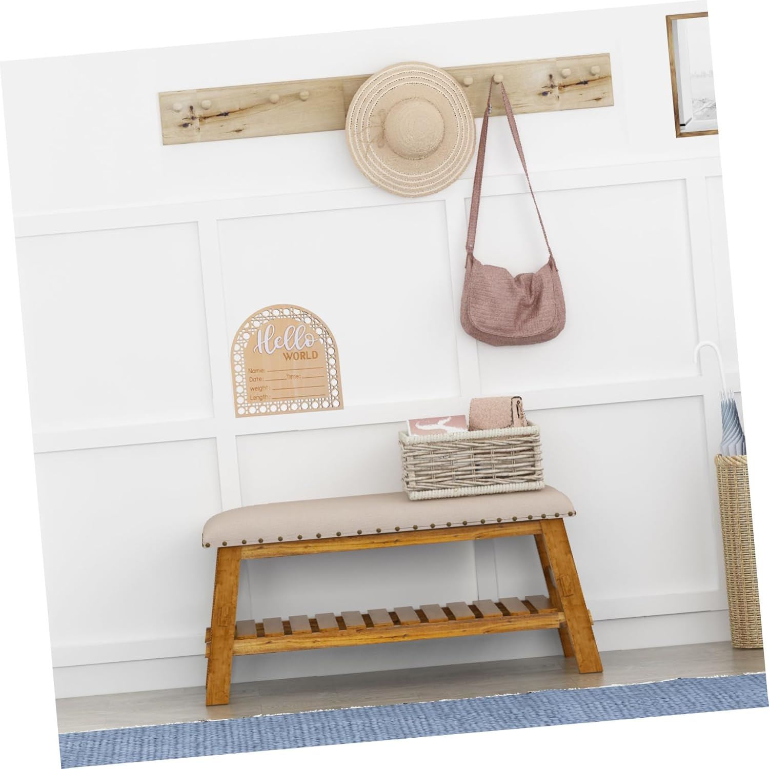 Baby Name Announcement Sign Newborn Birth Name Sign for Hospital Nursery Wooden Infant Announcement Board Set of 2 for Baby Room