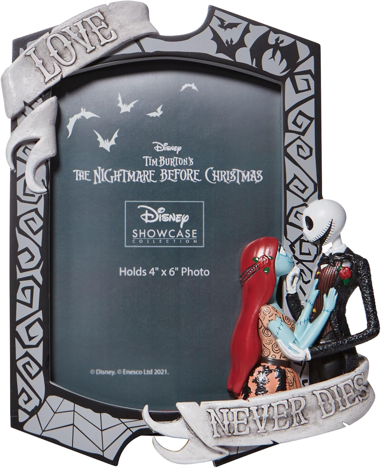 Enesco Disney Showcase Couture De Force the Nightmare before Christmas Jack and Sally Love Never Dies Picture Photo Frame, 7.875 in H X 1.25 in W X 7 In, Multicolor image number 1