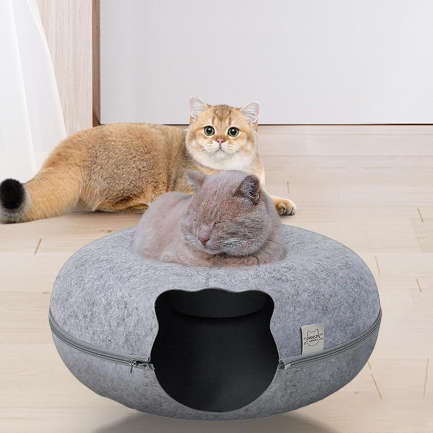 Cat Tunnel Bed, Cozy Cat Cave, Washable Large Cat Bed Cave, Cat Hideaway, Tunnel Cat Nest, Removable Cat Hideaway Cat Bed Cave for Small Pets, Rabbits, Kittens image number 5