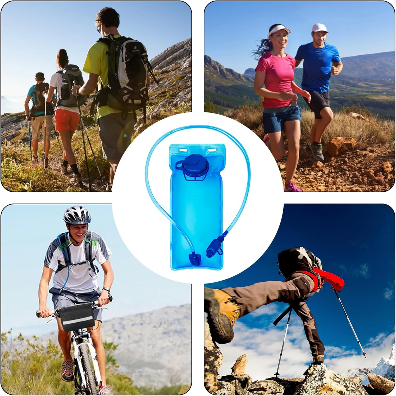 1.5L/2L/3L Hydration Bladder,Bpa-Free Leak Proof Water Storage Bag, Large Capacity Water Pouch Hydration Pack for Camping Cycling Running image number 2