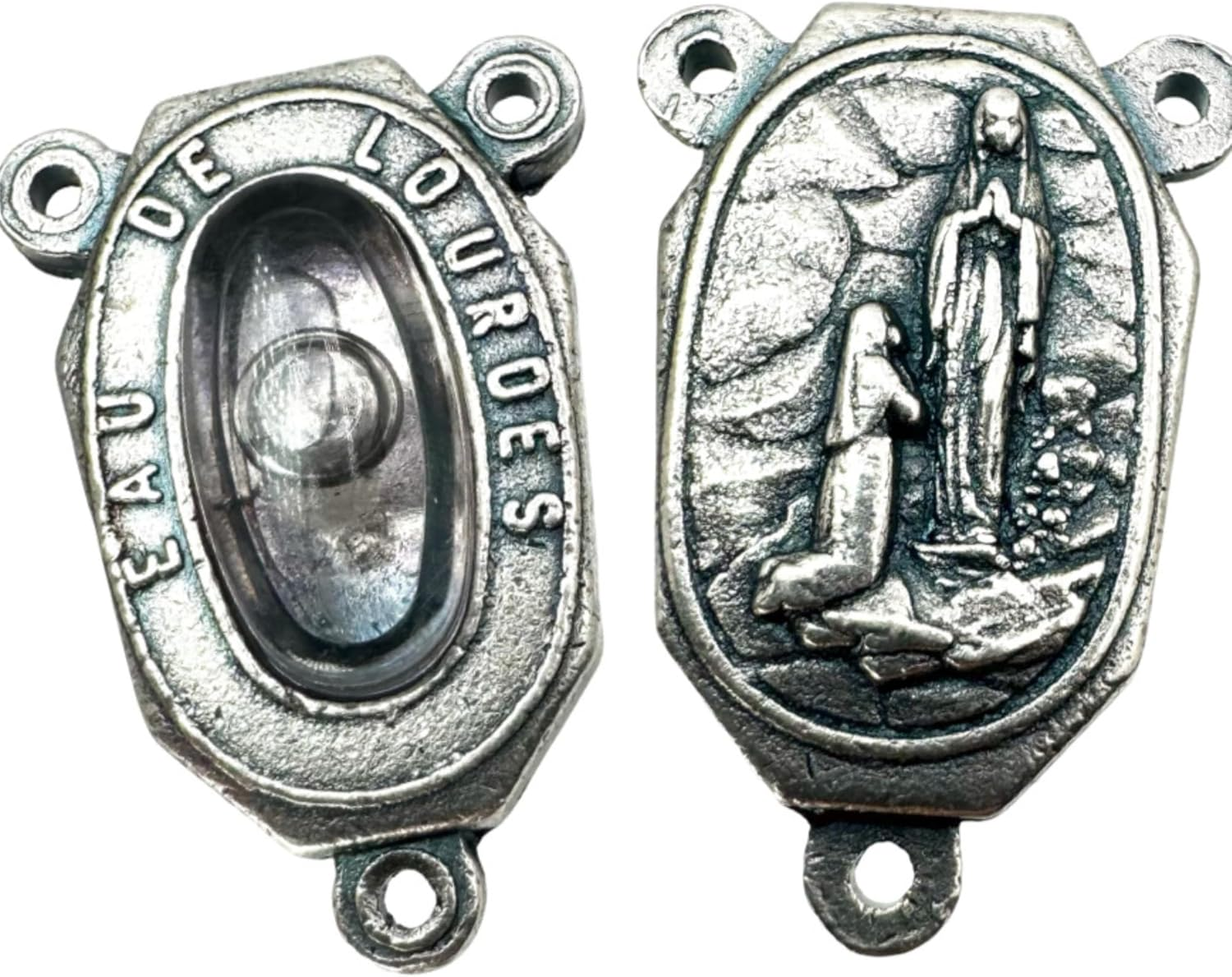 Westmon Works Lourdes Water Centerpiece Set Metal Rosary Center with Our Lady Holy Card image number 4