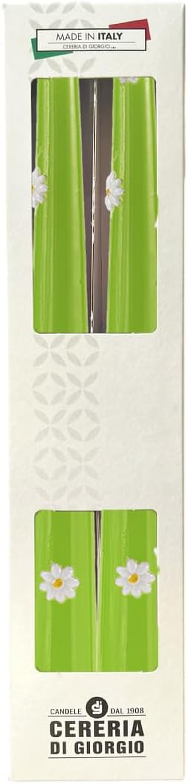 Set of 2 Wax Daisy Candles 25 Cm Pistachio Made in Italy Handmade Cereria Di Giorgio image number 3