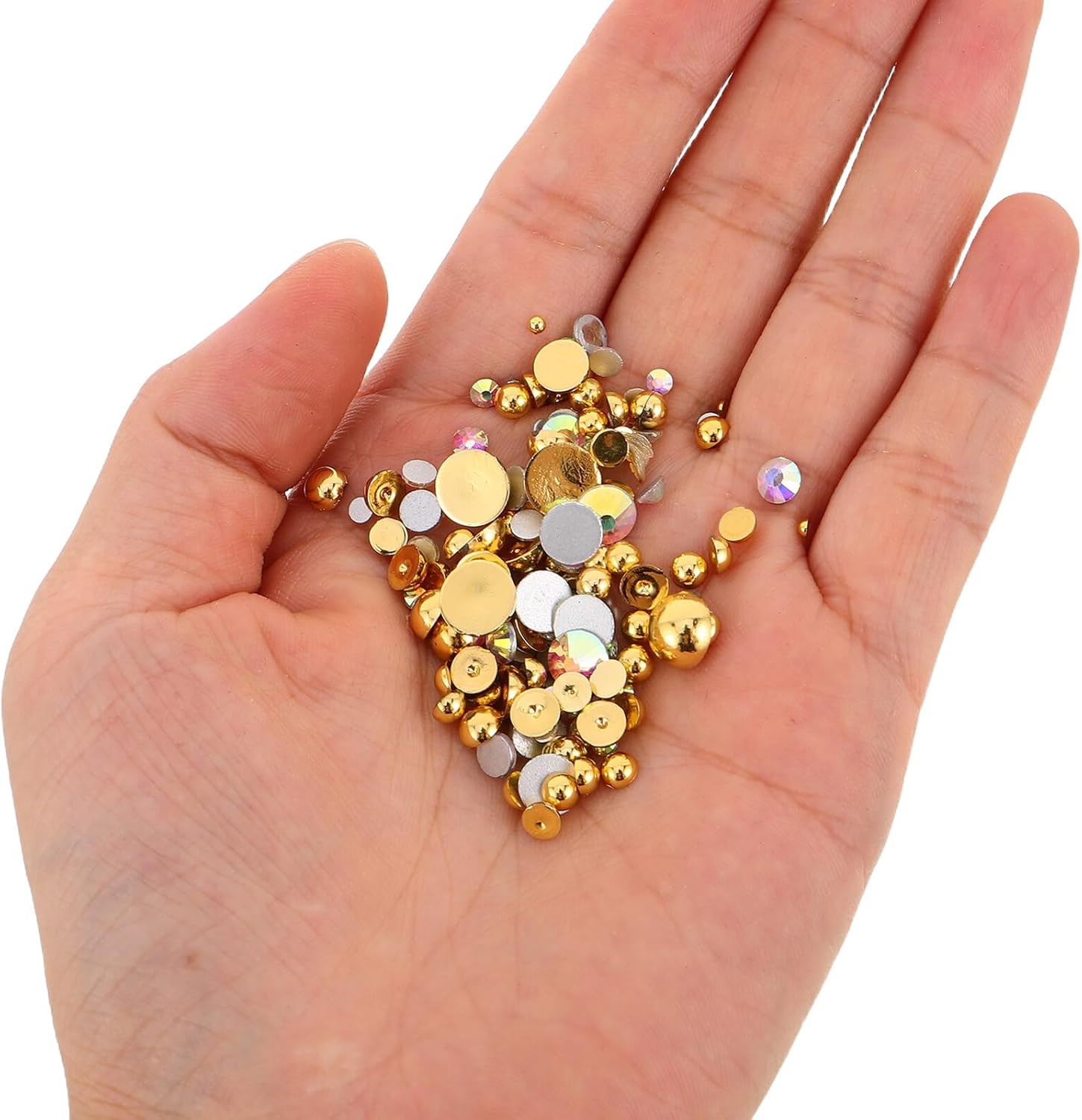 SWETRACE Manicure Rhinestones Kit with Box Nail Bling Faux Pearl Charms Nail Embellishments for DIY Home Salon Use image number 4