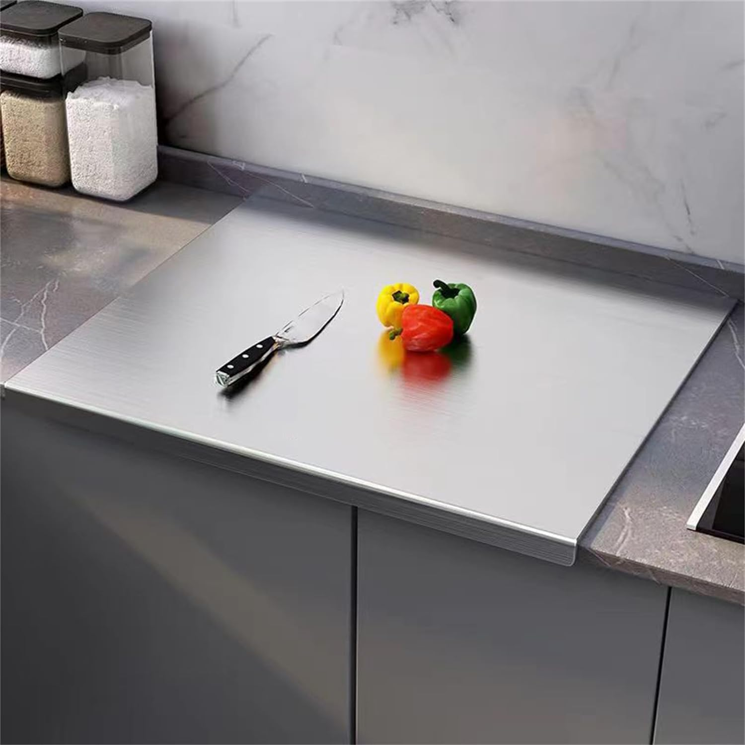 Cutting Board with Lip,304 Stainless Steel Cutting Board for Kitchen,L Shape Pastry Board,Kneading Board Cutting Mats,Stainless Steel Chopping Board Metal Cutting Board (40 * 50Cm/15.7 * 19.7In))