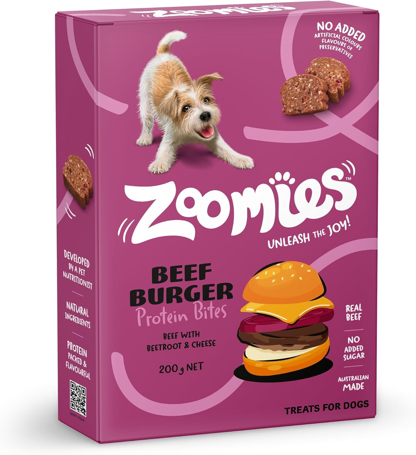 Zoomies Burger Beef with Beetroot and Cheese Treats for Dogs 200 G