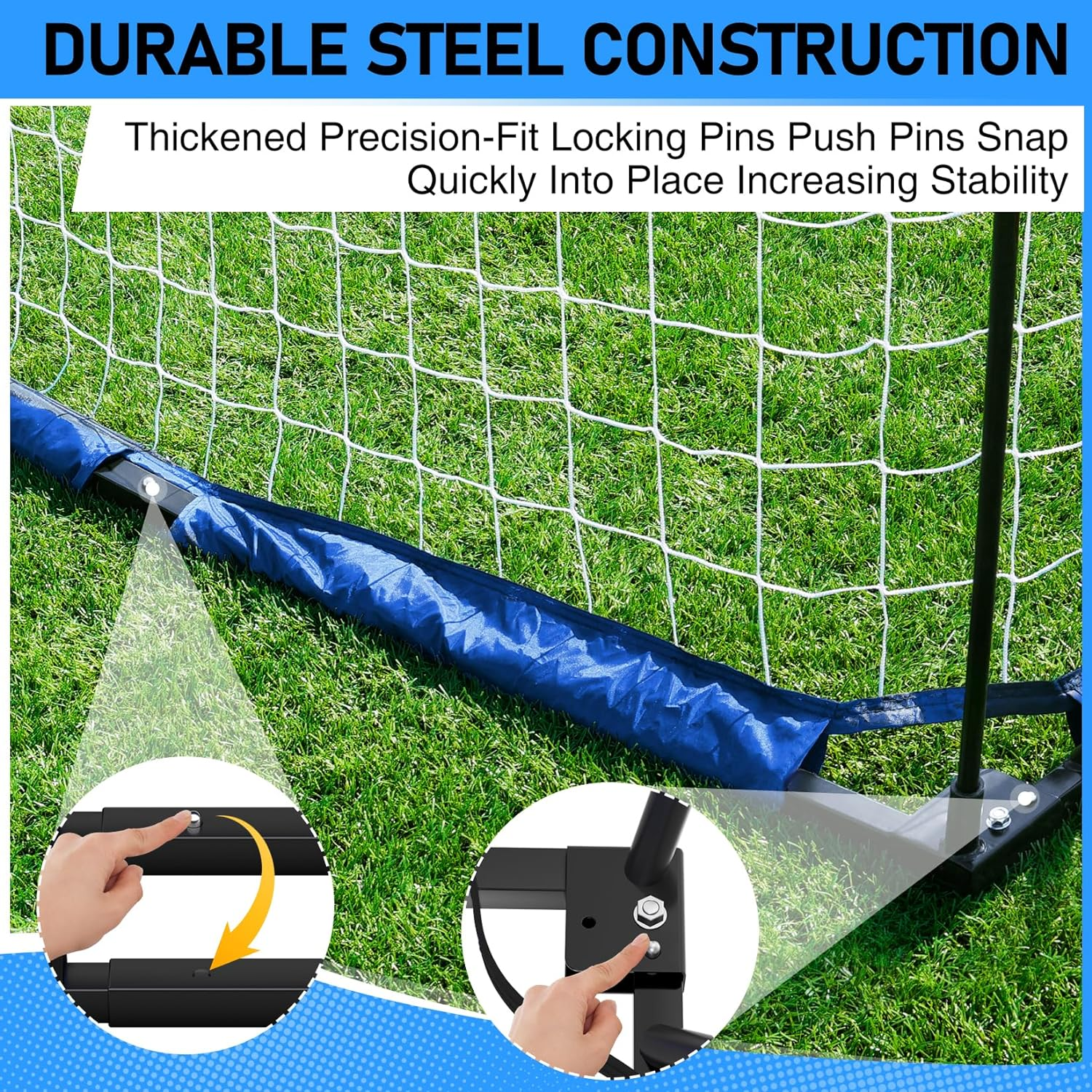 Dimples Excel 3.6M Wide Soccer Goal Net for Adults Teens,Portable Soccer Goal Post with Carry Bag for Backyard Quick Setup